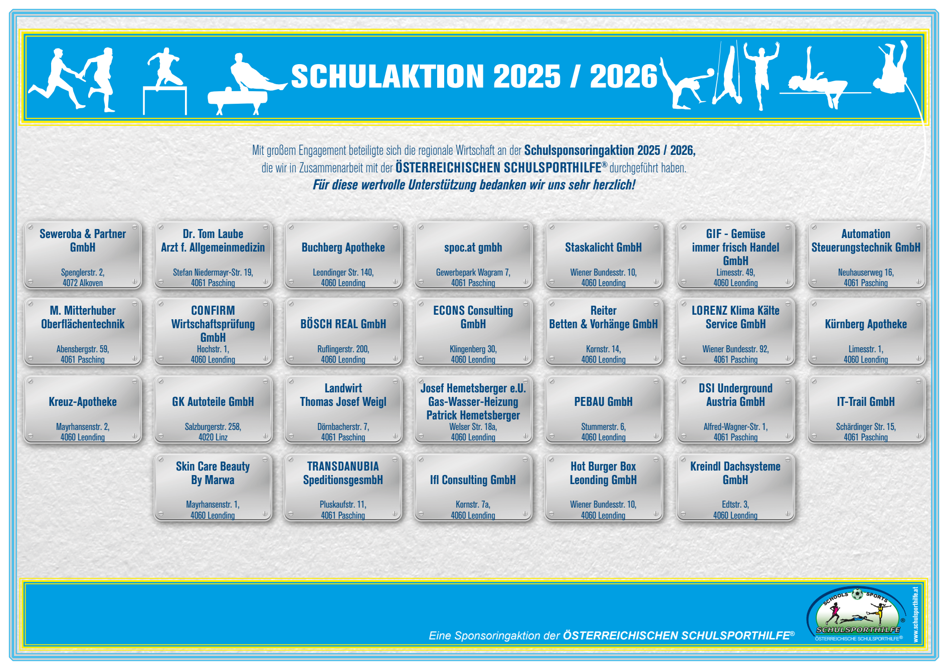 SponsorInnenübersicht der Schulaktion 2025/26